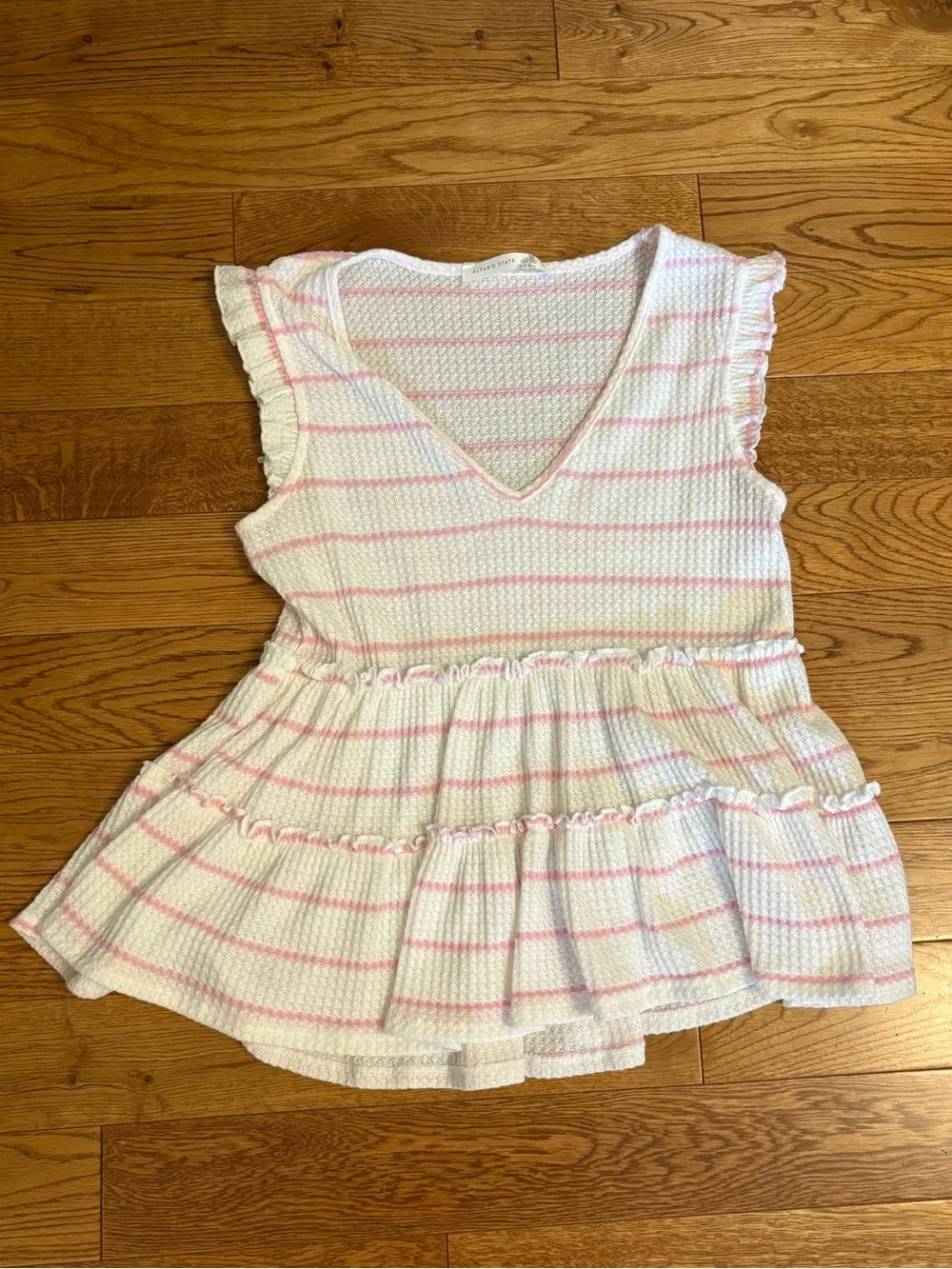 Altar'd State White Tank Top with Pink Stripes